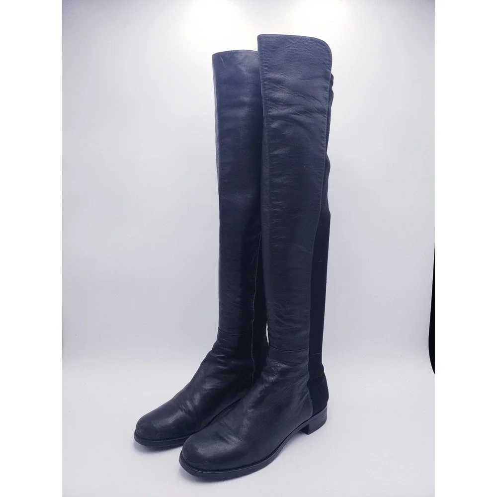 Stuart Weitzman 5050 Over the Knee Boots Black Leather Size 9.5